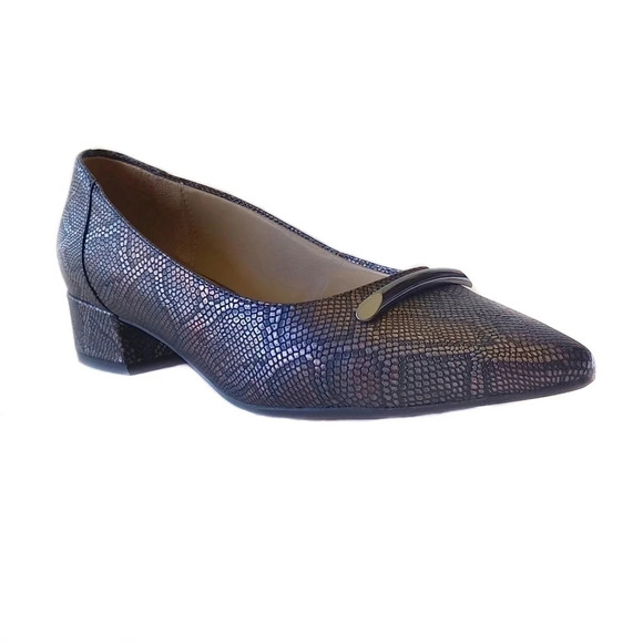 Naturalizer Bronze Snakeskin  Feather Pump 8 Wide - Picture 1 of 8